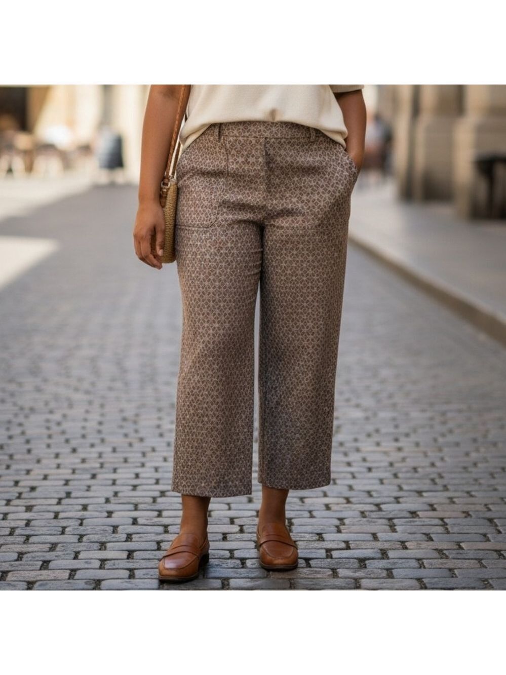 Jules & Leopold Beige Patterned Trousers